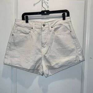 White denim mom shorts